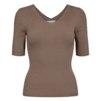 NÜMPH || NUYAELET SS PULLOVER CROPPED TAUPE GREY