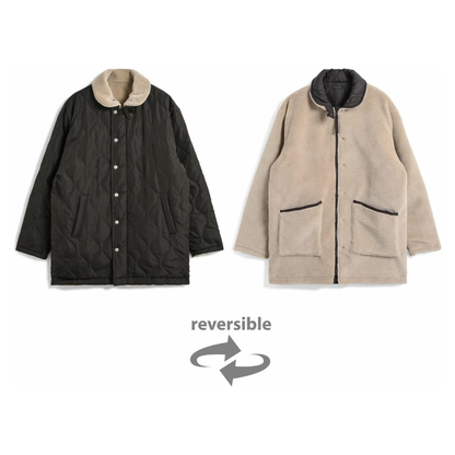 TAION || MILITARY RIVERSIBLE DOWN BOA JACKET CHOCO BEIGE