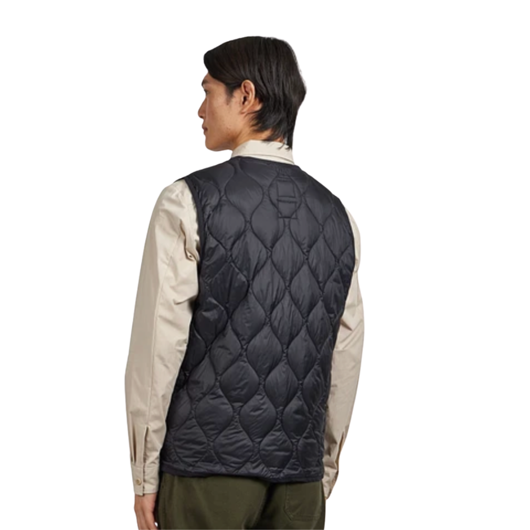 TAION || UNISEX MILITARY ZIP V NECK DOWN VEST BLACK