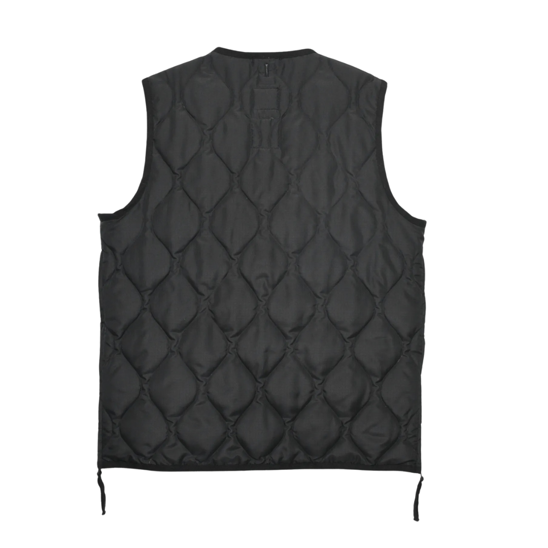 TAION || MILITARY V NECK W-ZIP DOWN VEST BLACK