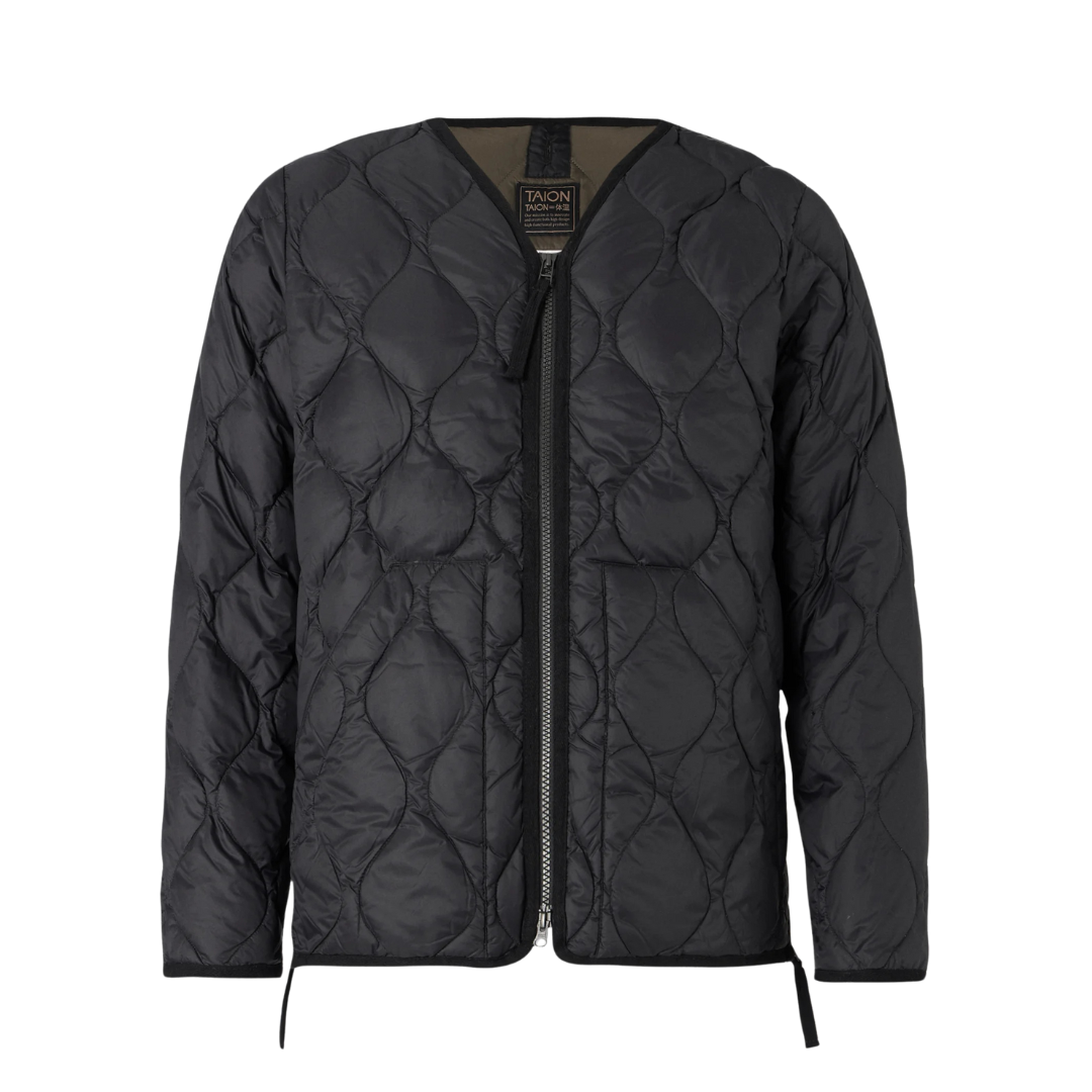 TAION ||  UNISEX MILITARY ZIP V NECK JKT BLACK