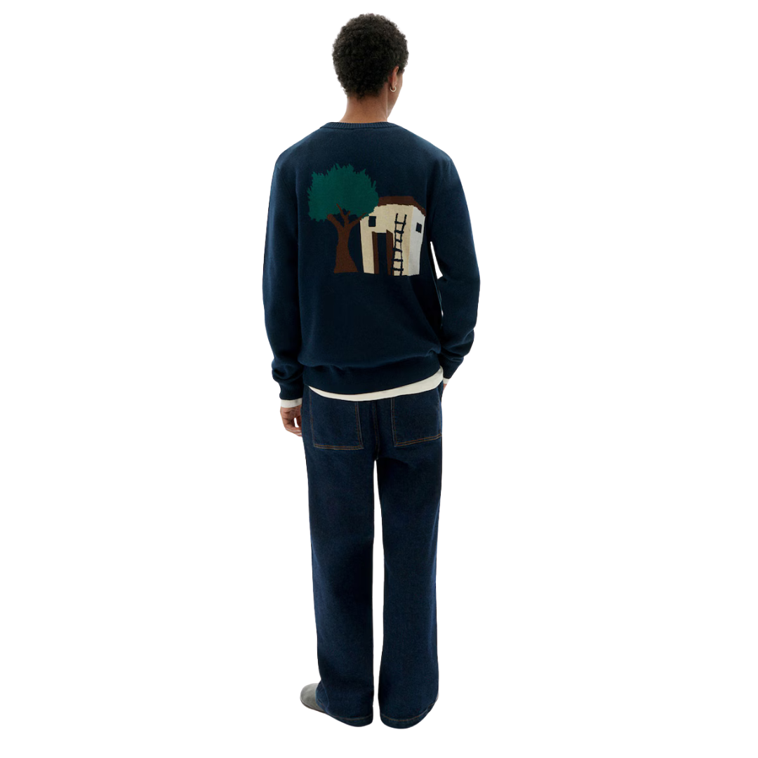 THINKING MU || CASITA SETH KNITTED SWEATER NAVY