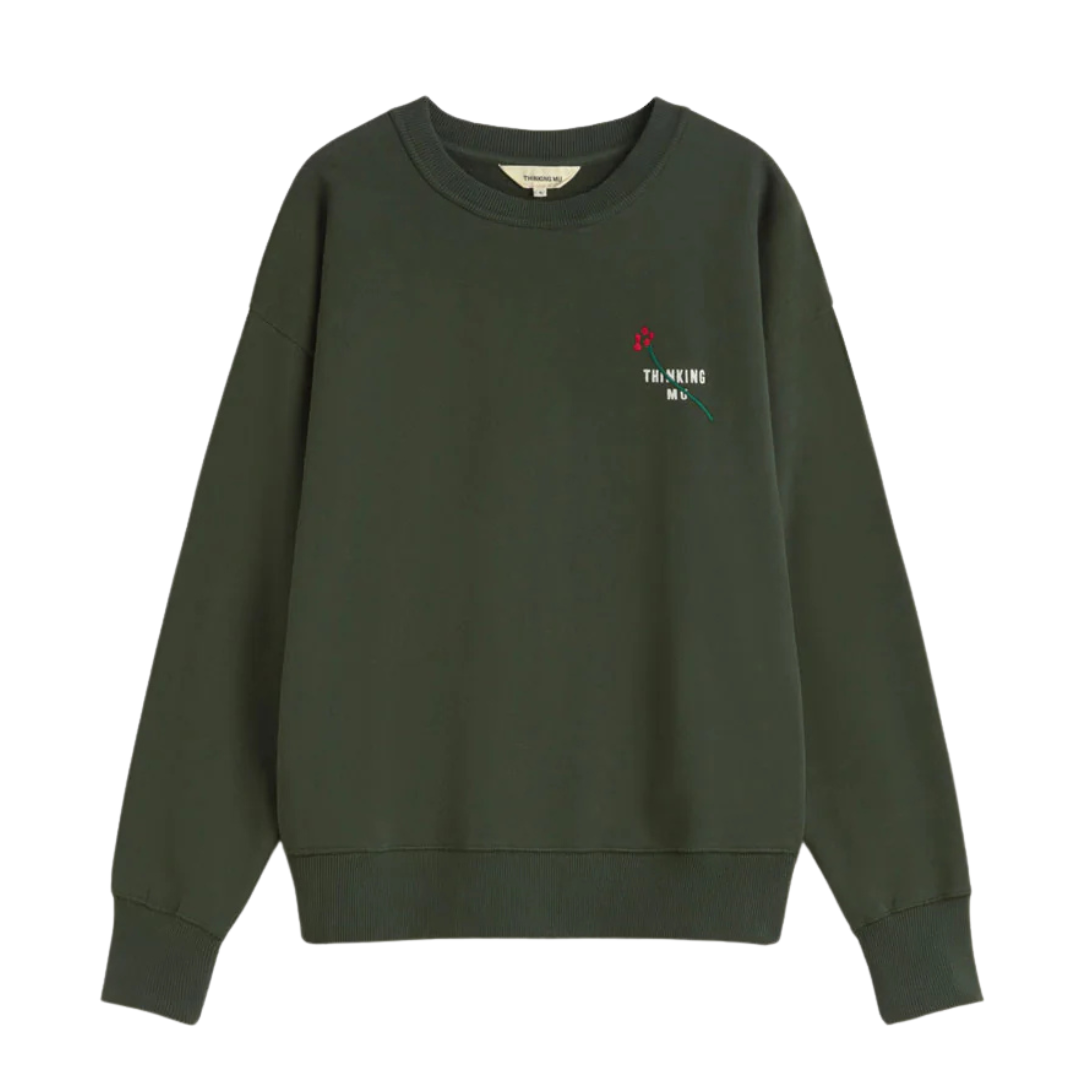 THINKING MU || FLOWER TM BOTTLE GREEN JODIE SWEATSHIRT