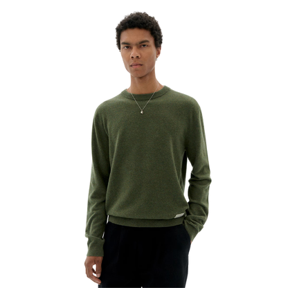 THINKING MU || LUCIEN KNITTED SWEATER DARK GREEN