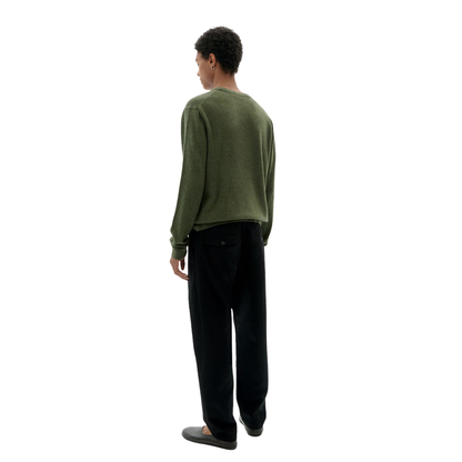 THINKING MU || LUCIEN KNITTED SWEATER DARK GREEN