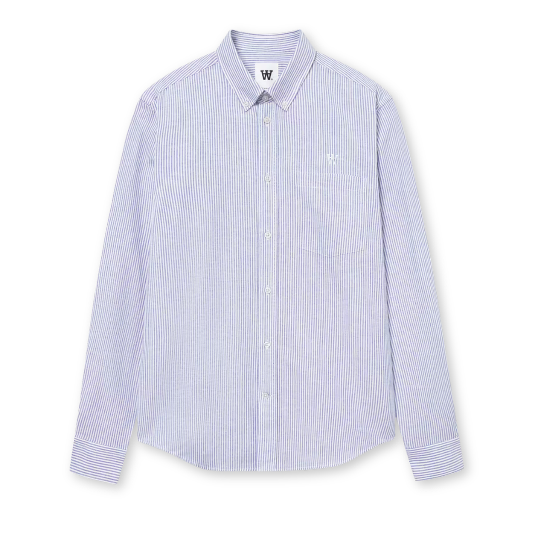 WOOD WOOD || ADAMS SHIRT BLUE/WHITE STRIPE