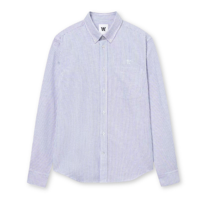 WOOD WOOD || ADAMS SHIRT BLUE/WHITE STRIPE