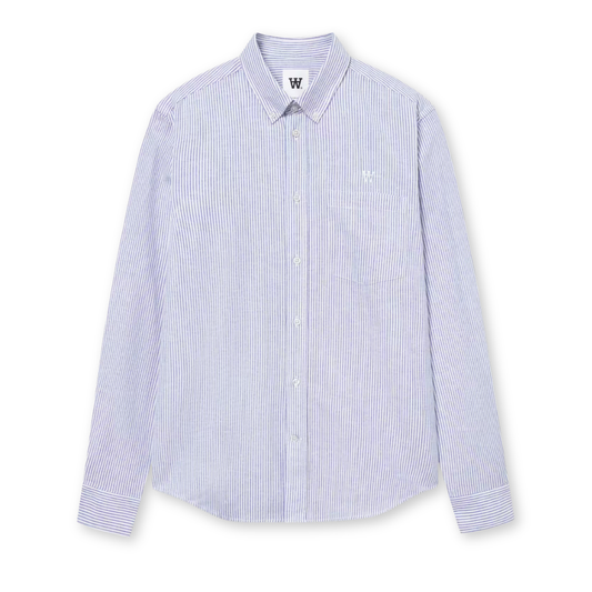 WOOD WOOD || ADAMS SHIRT BLUE/WHITE STRIPE