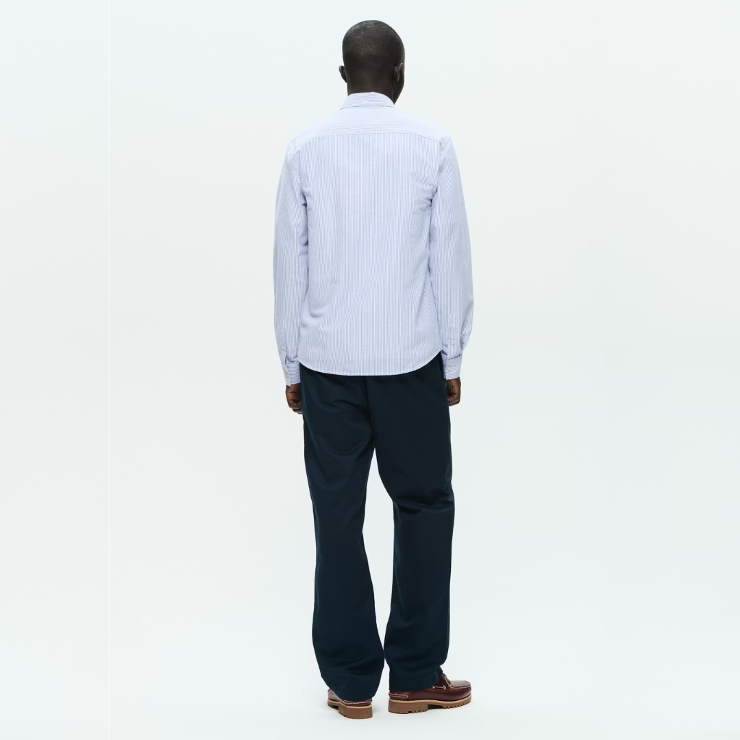 WOOD WOOD || ADAMS SHIRT BLUE/WHITE STRIPE