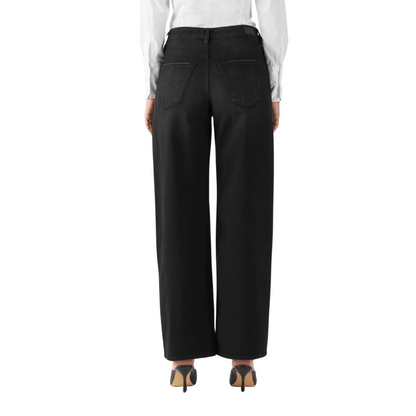 DAWN || ASH BARREL LEG MINIMAL STRETCH BLACK DEMNIM
