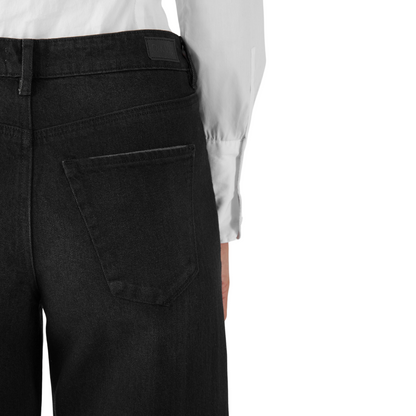 DAWN || ASH BARREL LEG MINIMAL STRETCH BLACK DEMNIM