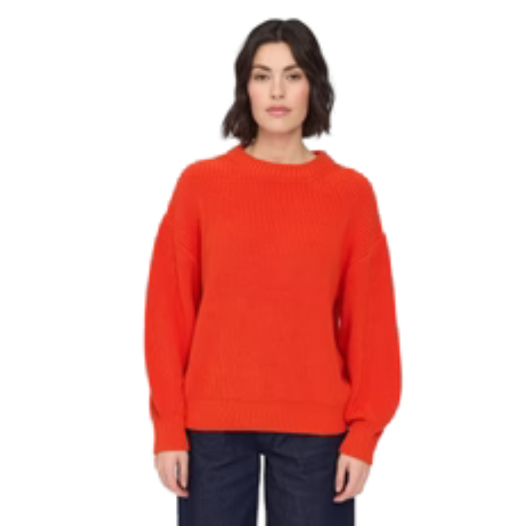 MAZINE || CHUNKY KNIT CREW NECK JUMPER BRIGHT RED