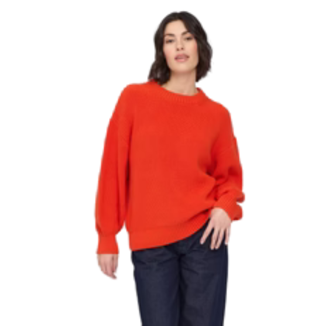 MAZINE || CHUNKY KNIT CREW NECK JUMPER BRIGHT RED
