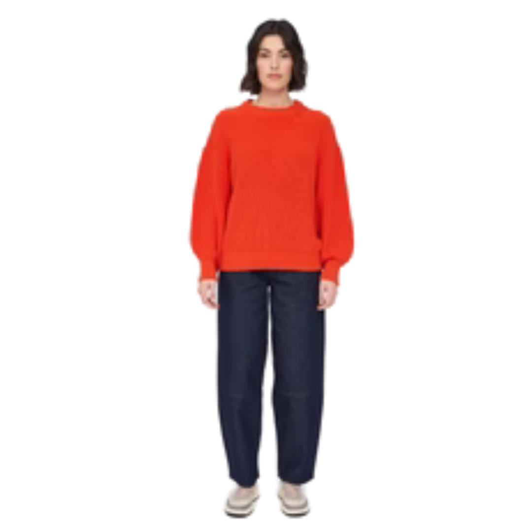 MAZINE || CHUNKY KNIT CREW NECK JUMPER BRIGHT RED