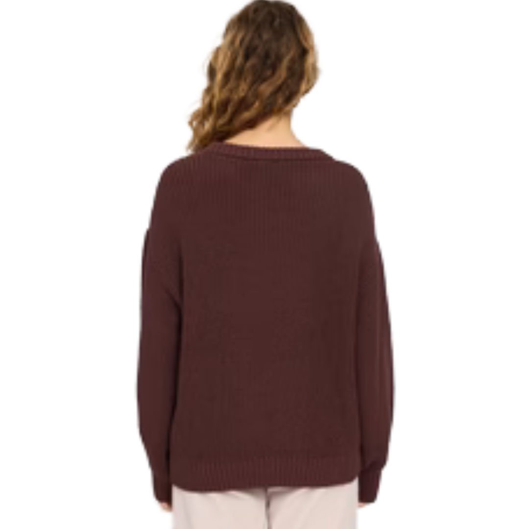 MAZINE || CHUNKY KNIT CREW NECK JUMPER DEEP MAHOGANY