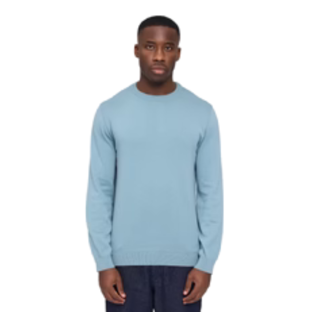 MAZINE || FINE KNIT CREW NECK JUMPER SMOKE BLUE