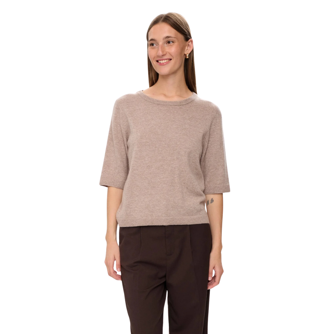 NÜMPH || NUKALLY SS PULLOVER TAUPE GREY