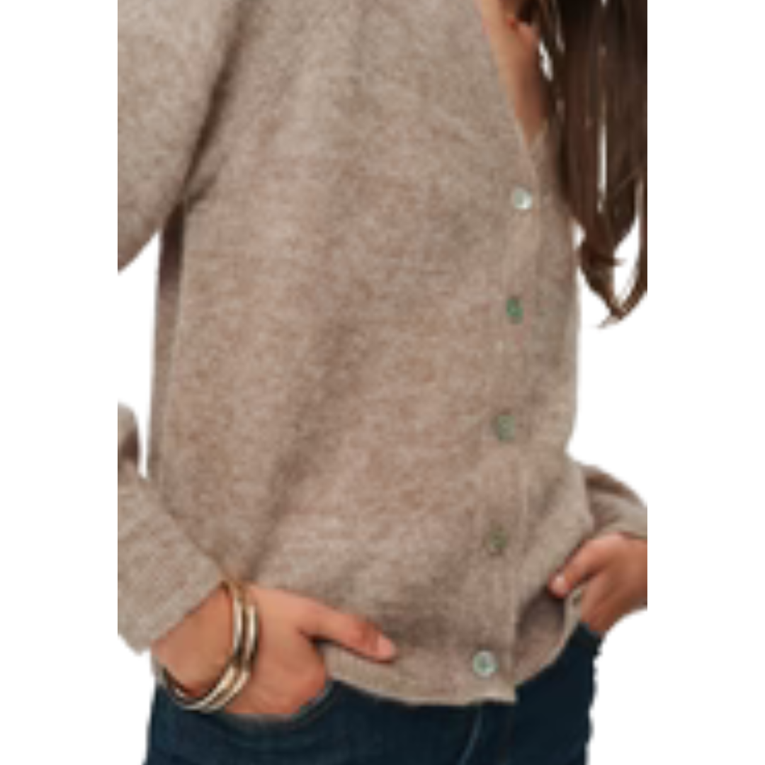 NÜMPH  || NURIETTE V-NECK CARDIGAN TAUPE GREY